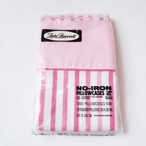 Vintage Lady Pepperell No Iron Pink Striped Pillowcases